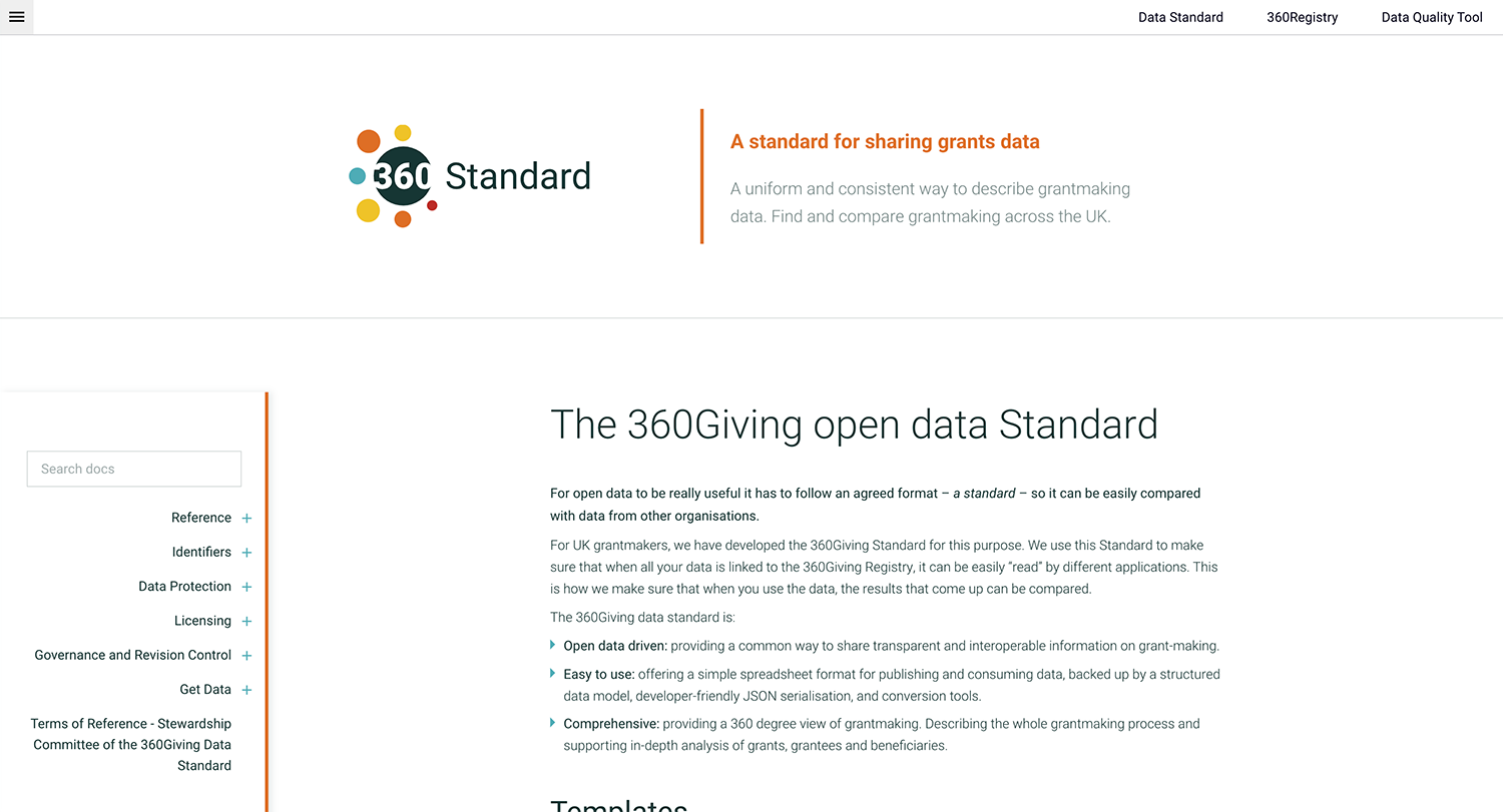 360Giving Data Standard Documentation